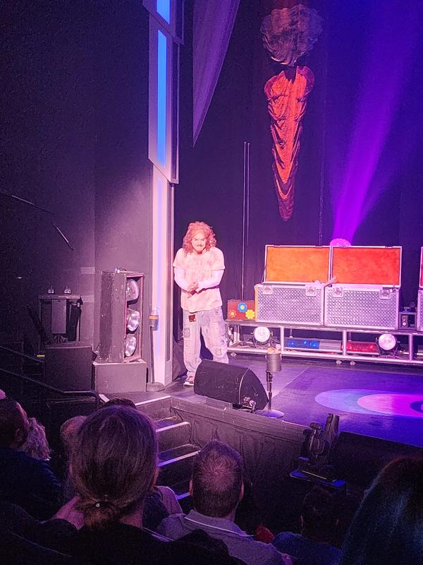 Carrot Top on a stage with a microphone - Reviews carrot top shows